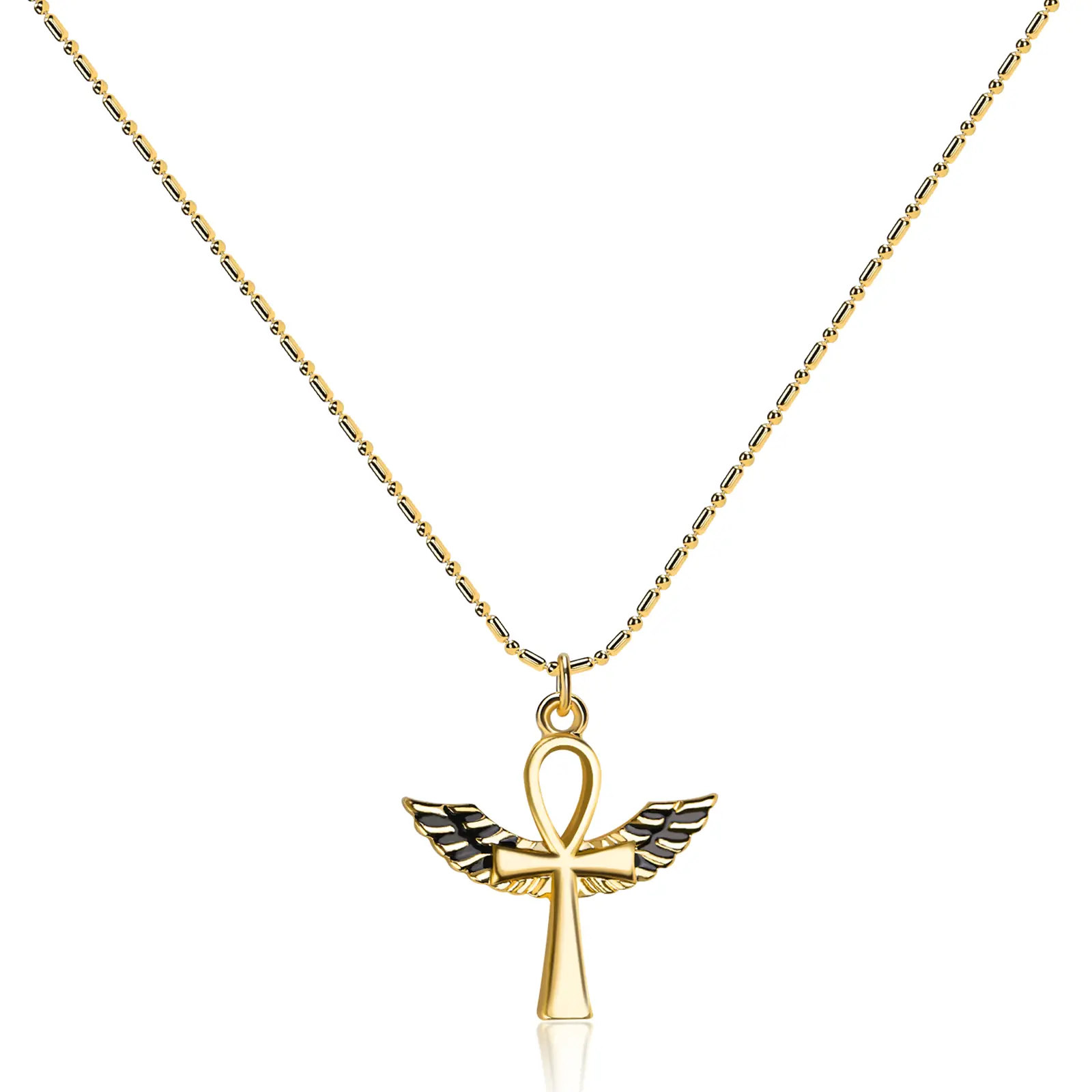 2026 New Ancient Egyptian Symbol key of Life Ankh Cross with Angel Wings Pendant Necklaces Amulet Jewelry Inspirational Gift