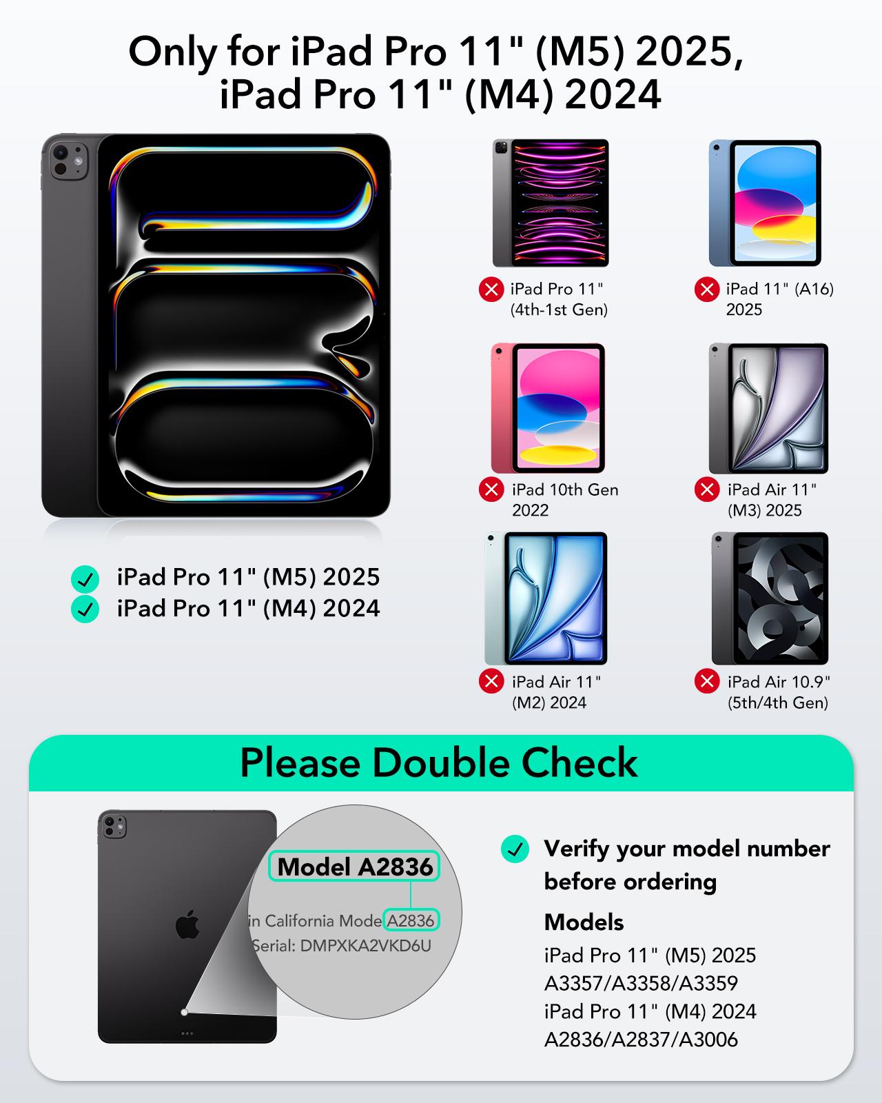 ESR Detachable Keyboard Case for iPad Air 11/13 inch&iPad Pro 11/13 inch, Magnetic Detachable Keyboard, Portrait/Landscape Modes, Large Click-Anywhere Trackpad, Backlit Keys, Shift Series