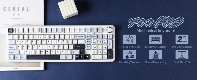 (Hot)AULA F99 Pro Full Size Wireless Mechanical Keyboard with Knob,Tri-Mode BT5.0/USB-C/2.4GHz Hot Swappable Keyboard,Pre-lubed Switches,Gasket Structure,RGB Backlit Computer Gaming Keyboard (Side Printed Black) Creamy keyboard