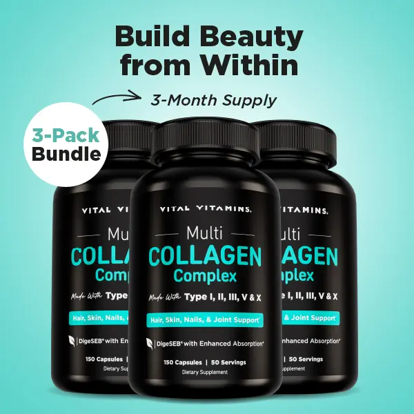 Multi Collagen Complex Dietary Supplement (3-Month Supply) | 5 Types I, II, III, V, X | Grass-Fed Hydrolyzed Collagen Peptides for Healthy Hair, Skin, Nails, Joints & Gut Health | 450 Capsules