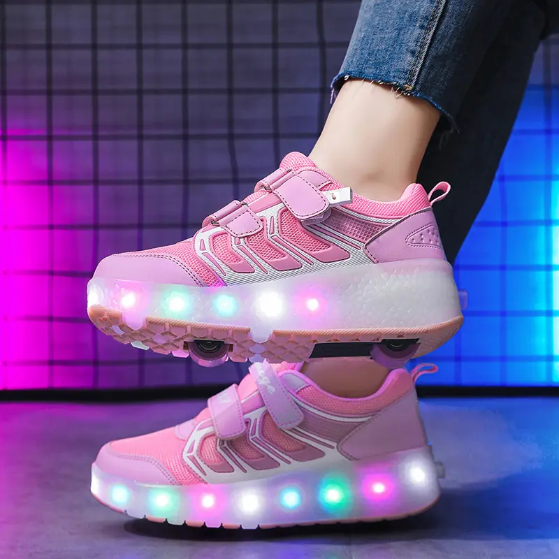 Unisex LED Light-Up Roller Skate Sneakers - 2-Wheel, Flashing LEDs, Sturdy Wheels, Night Safety, Durable Construction, Confident Glide for Girl, Boy, Unisex for All Ages, Skating Fun, Cool Sports Footwear Gift, Teens, Led Sneakers, Regular Use