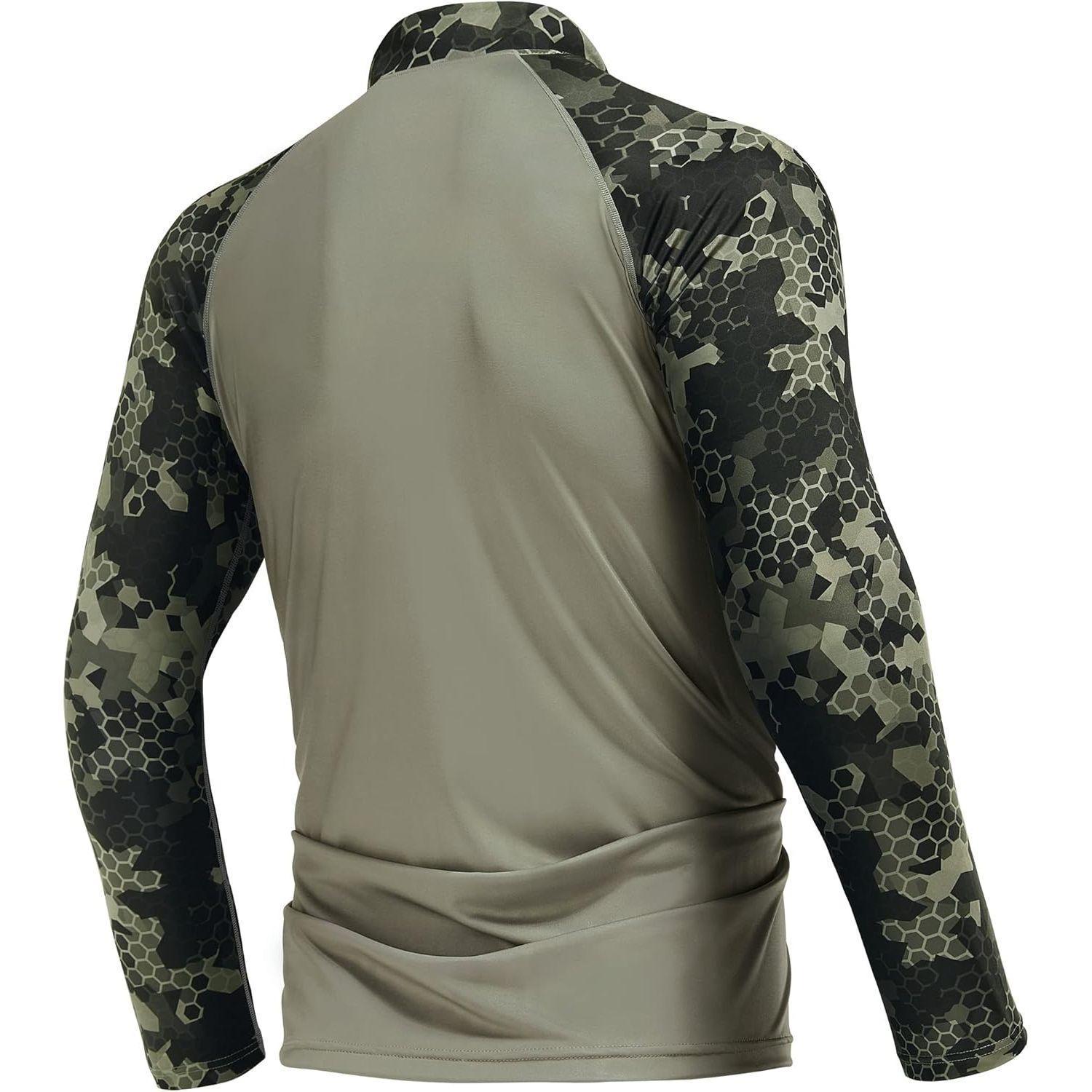RODEEL 913 Quarter Zip Long Sleeve Shirts Men UPF 50+ Sun UV Protection Lightweight Quick Dry Moisture Wicking Breathable Cooling Athletic Activewear for Outdoor Sport Gym Workout Hiking Camping Running Fishing Hunting Boating, Holiday Gift