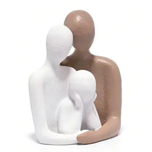 Hodao Family Figurine - Hand-Painted Couple & Child Statue, Modern Home Decor for Living Room & Bedroom, Anniversary & Wedding Gift
