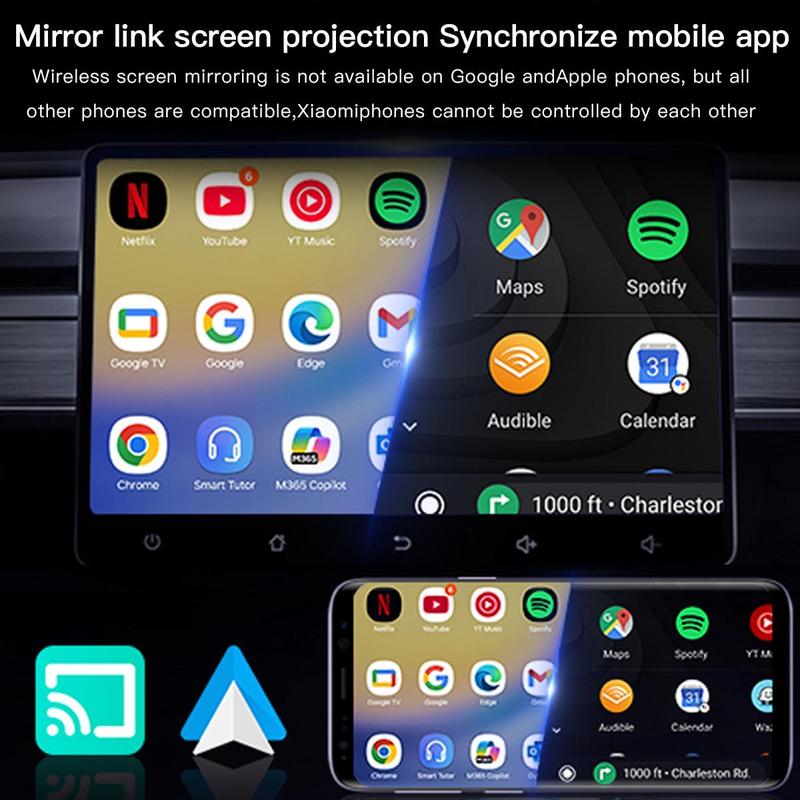 Yurnlv 2026 Wired to Wireless Android auto Adapter, Mirror link/Android auto 2-in-1, Only for Android, Mirror Touch Wireless Android Auto Adapter