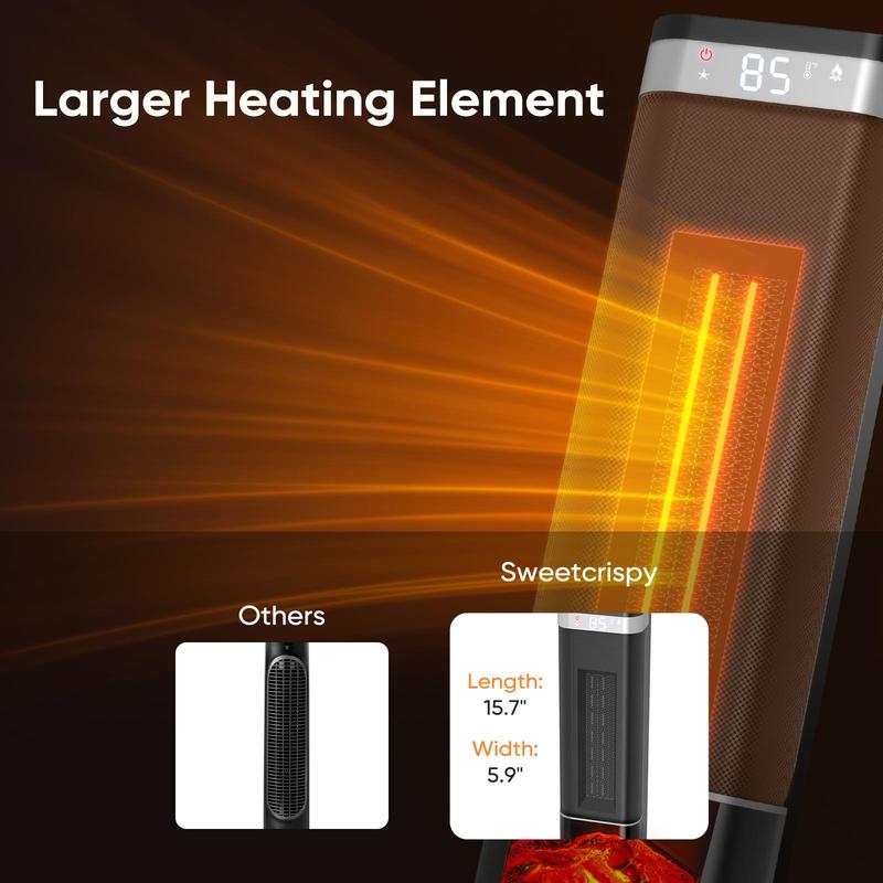 【Clearance Deal】24inch Space Heaters for Indoor Use, Portable Heater with 3 Light Colors, Adjustable Thermostat with Remote, Tip-over Protection Up to 95°F, 60°Oscillation,stop operating 30 seconds after the power is cut off.