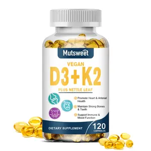 Vitamin D3 + K2 Supplement - 5000 IU Vitamin D3 & 100 mcg Vitamin K2 MK-7, Dietary Supplement for Bone, Teeth, Muscle and Immune Health Support, 120 Softgels, Easy to Swallow