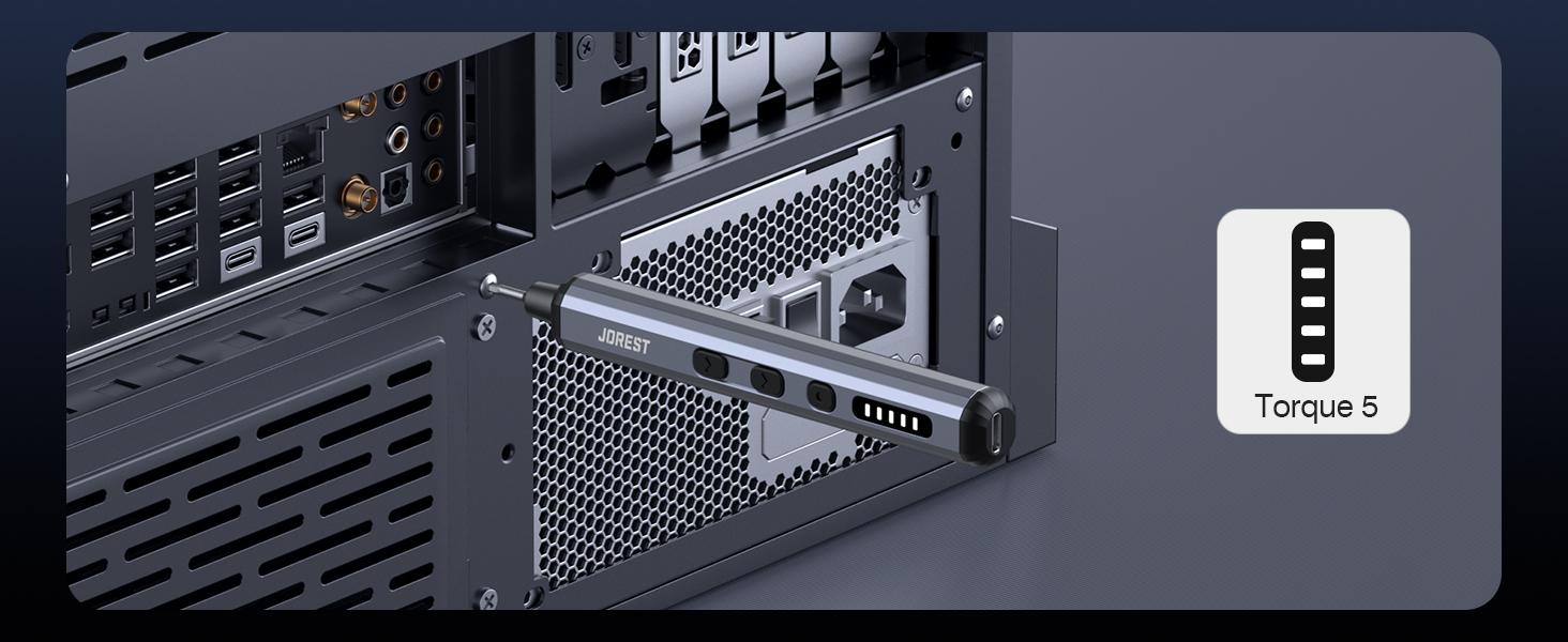 JOREST Mini Electric Screwdriver, Precision Set with 38-in-1 Magnetic Bits, 5 Torque Settings, LED Light, Repair Tool Kit for iPhones, Laptop, Drone, Game Console, Camera, Glasses, Watches, Toys