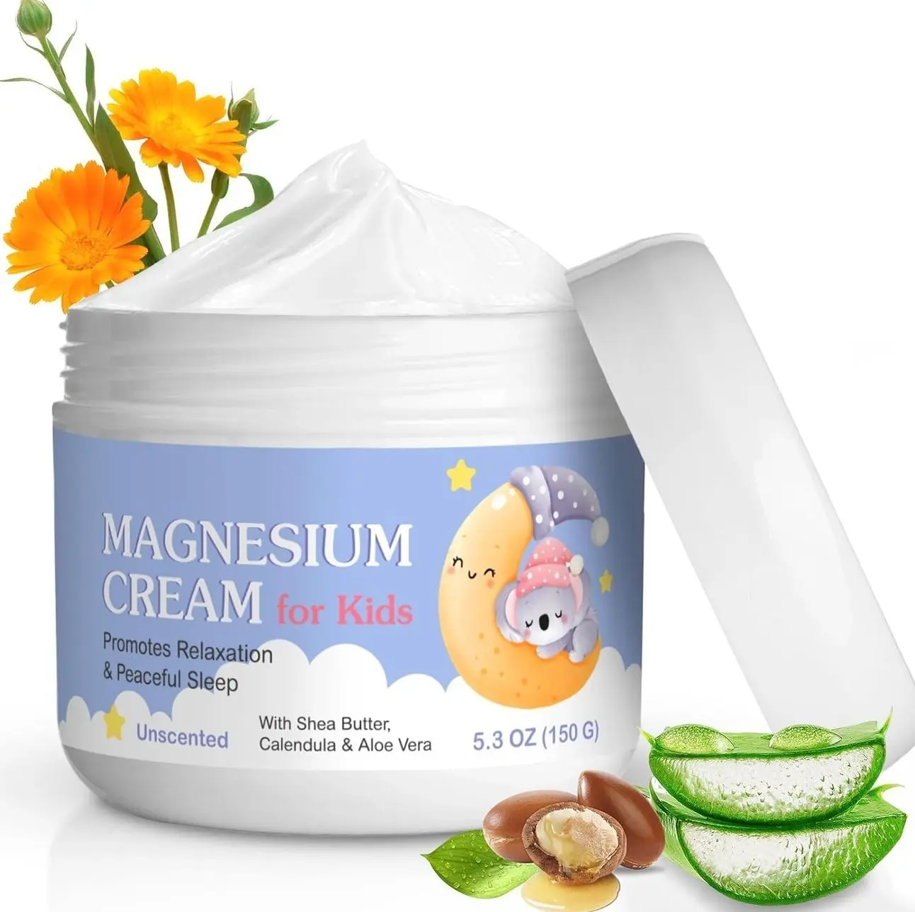 Magnesium Cream for Kids, 5.3 Fl Oz Magnesium Lotion for Sleep, Topical Body Lotion Apply to Feet, Legs, Arms or Joint, Easy to Absorb