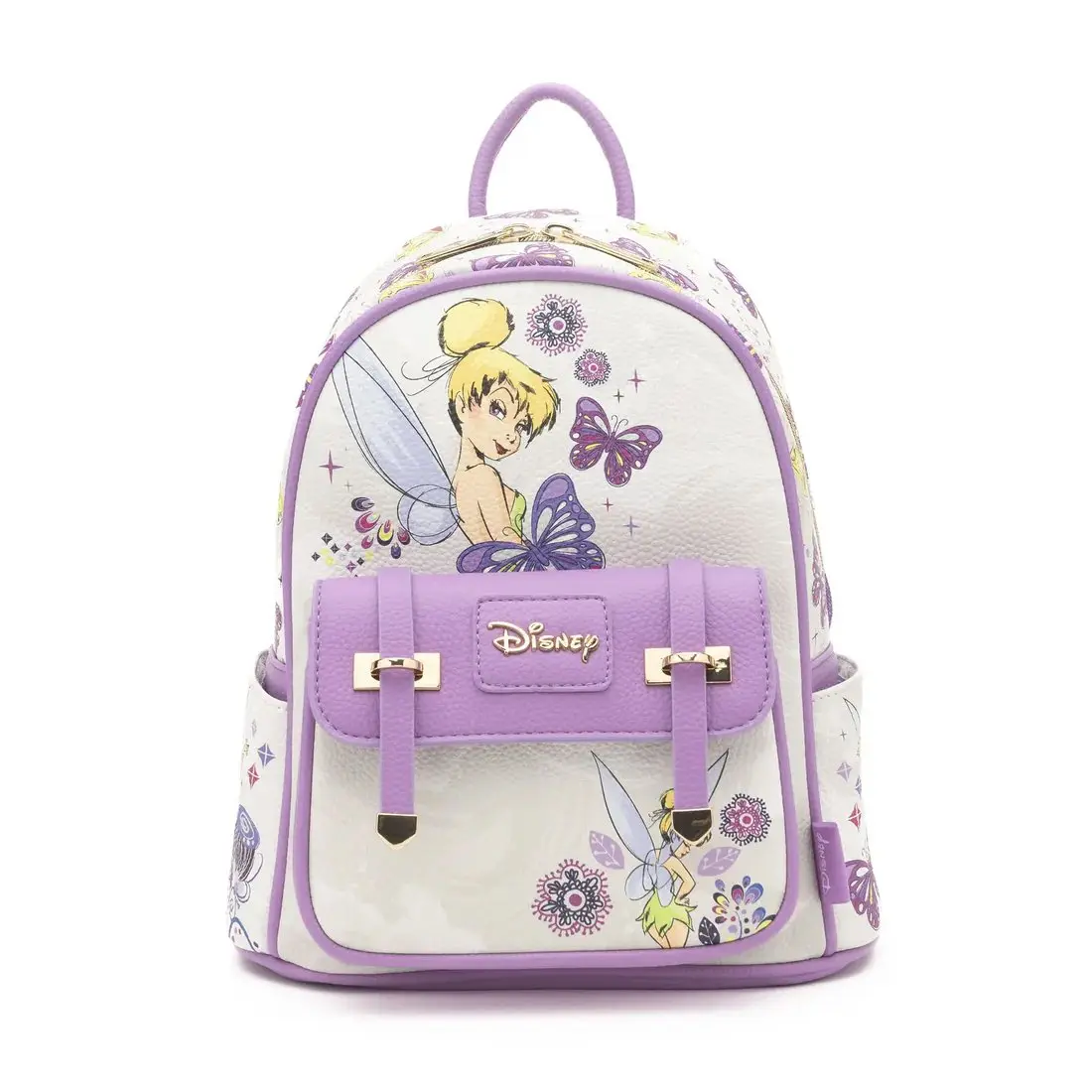 Women's Chic 11-In Faux Leather Fairy Print Mini Backpack - Cartoon Character Design, Double Handle, Zippered Fashion Purse, Satin Lining, Everyday Carry Pack Bag, 11" H X 8.5" W X 4" D