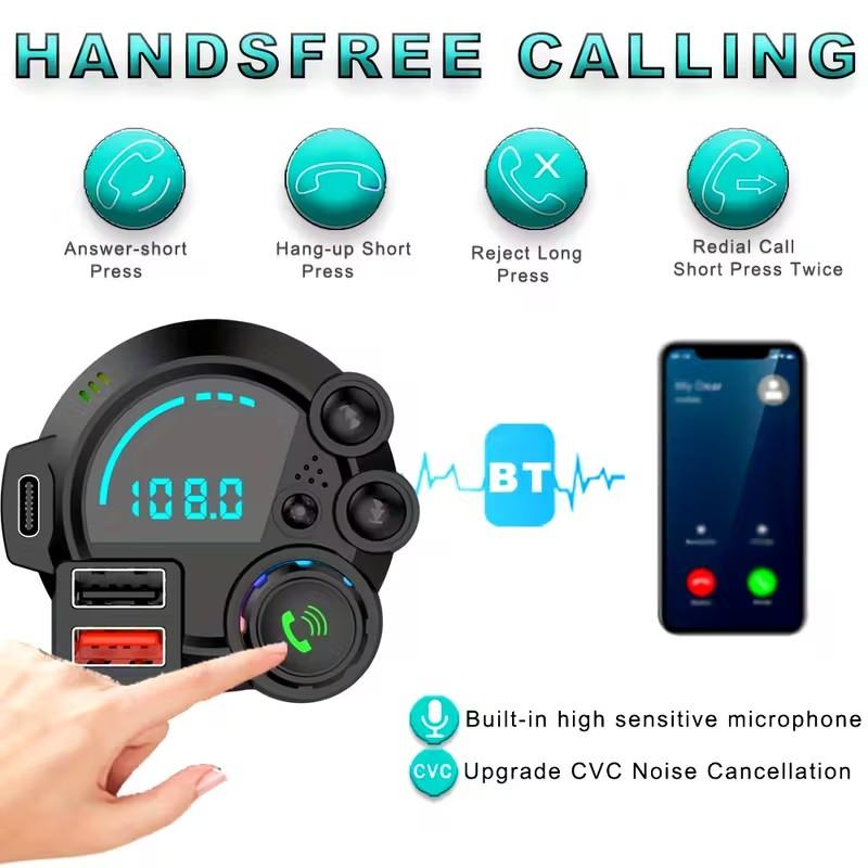 New High-Quality Car Bluetooth MP3 Hands-Free Music Player FM Transmitter with Dual USB Charging Ports LED Display & 32G Capacity for China Origin Vehicles - Carplay Stick