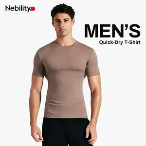 Nebility Men’s Compression Shapewear T-Shirt, Quick Dry Stretch Odor-Resistant Muscle Fit Workout Tee, Ultra-Light Breathable Training Top for Gym & Daily Wear