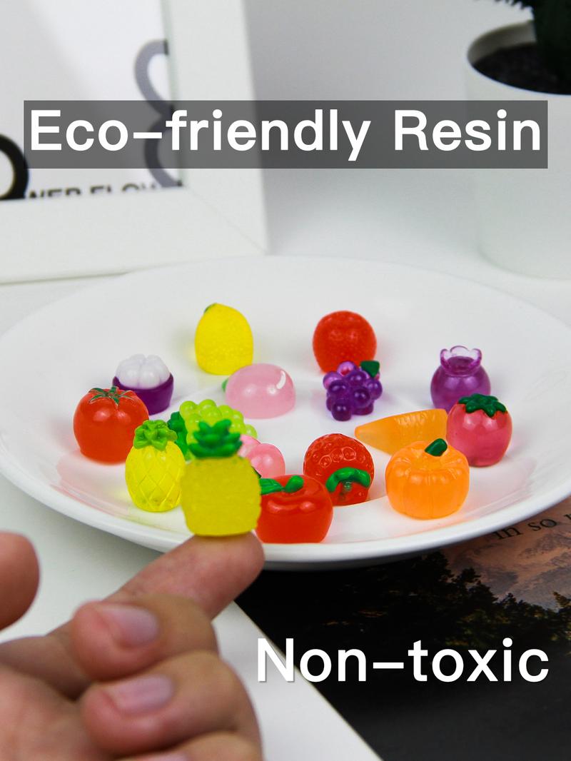 55PCS/12PCS Random Mini Resin Fruit/Animal, Colorful Decorating Ornaments, Figurine, Miniatures, Luminous Resin Decoration Items, Creative Decorations for Home Office Desk, Home Decor Accessory, Acrylic Decoration Sculptures, Christmas Gift