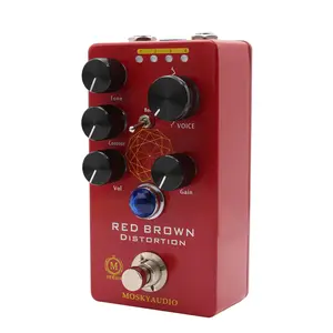 RED BROWN Distortion Guitar Bass Effect Pedal 4-Mode VOICE Switch Tone/Contour/Volume/Gain Boost Toggle True Bypass
