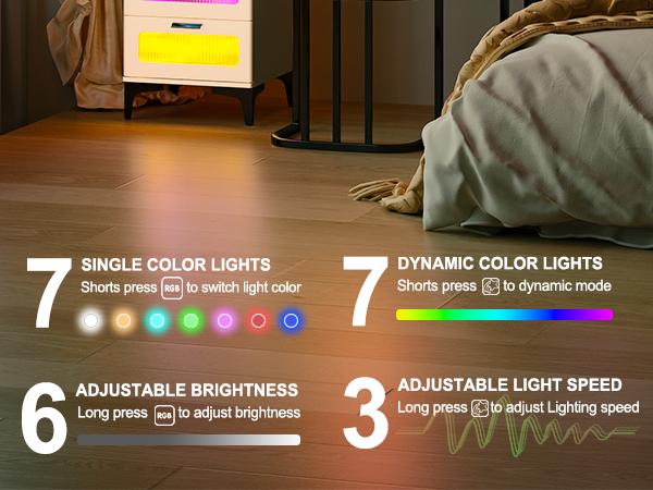 Miu Vanity Set with 24-Color RGB Lights, Wireless Charging,  6-Drawer Chest & Large Storage Furniture Organizing  Square  Mirror