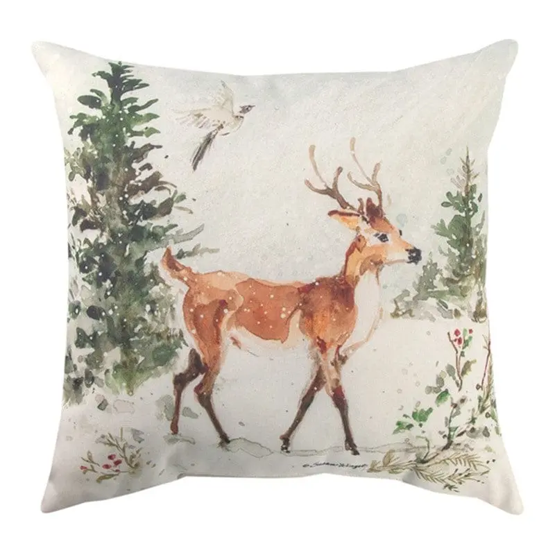 Winter Forest Deer & Moose Pillow