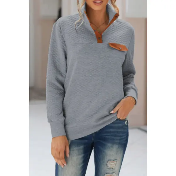 Grey Quilted Pullover