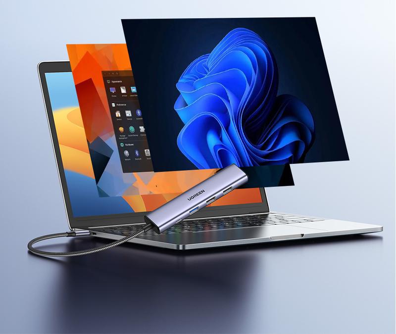 UGREEN USB C Hub 5 in 1 Multiport Adapter Revodok 105 4K HDMI, 100W Power Delivery, 3 USB-A Data Ports, USB C Dongle for MacBook Pro/Air, iPad Pro, iMac, iPhone 16 Pro/Pro Max, XPS, Thinkpad