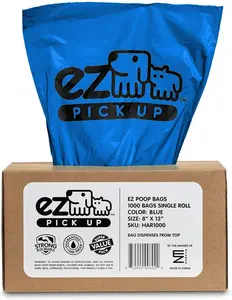 EZ Pickup 1000 Count Dog Waste Poop Bags (Available in Blue, Pink, Green, Black)
