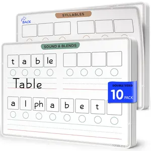 Phonemic Awareness Sounds & Blends Dry Erase Sheets 9”x12” Phonics Learning English Syllables Letter Practice Homeschool Teacher Student Supplies Classroom Pack of 10