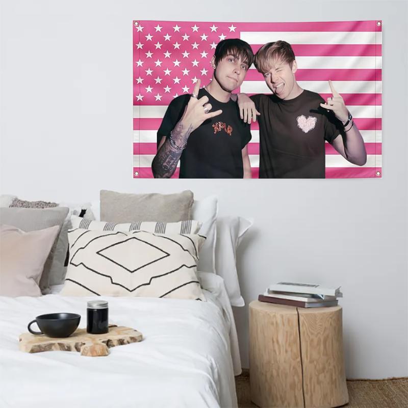 Sam And Colby 3X5 Ft Pink American Funny Flag With 4 Grommets College Dormitory Decoration Outdoor Party Courtyard Decoration