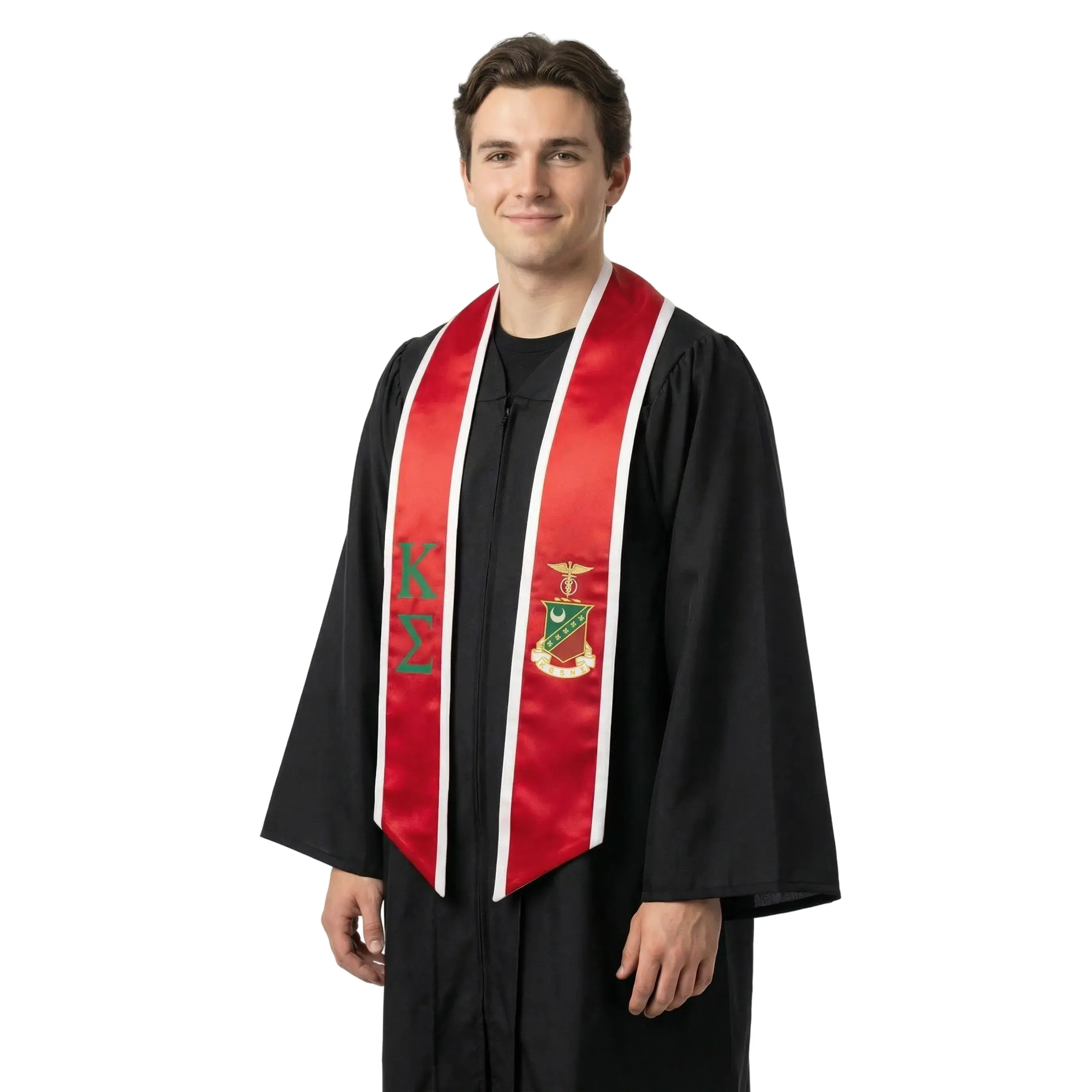 Kappa Sigma Trimmed Greek Lettered Graduation Stole w/ Crest