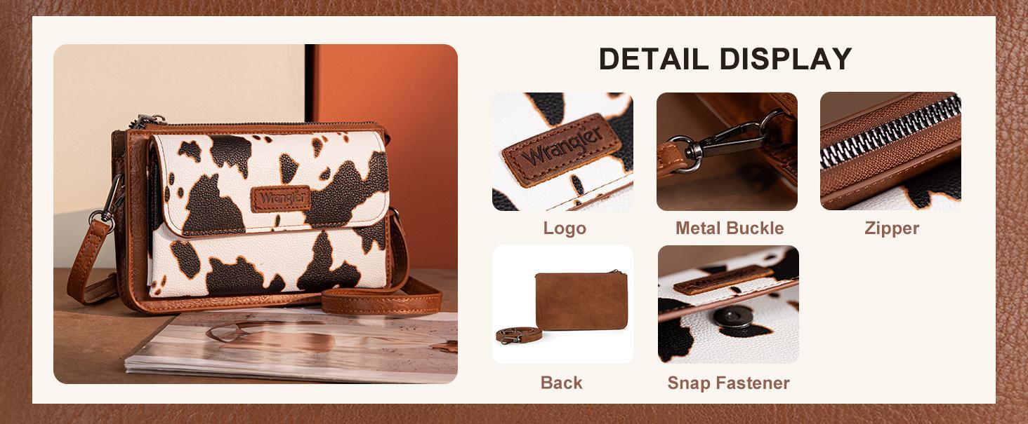 Wrangler Crossbody Wallet Purse with Phone Pocket and Adjustable Strap