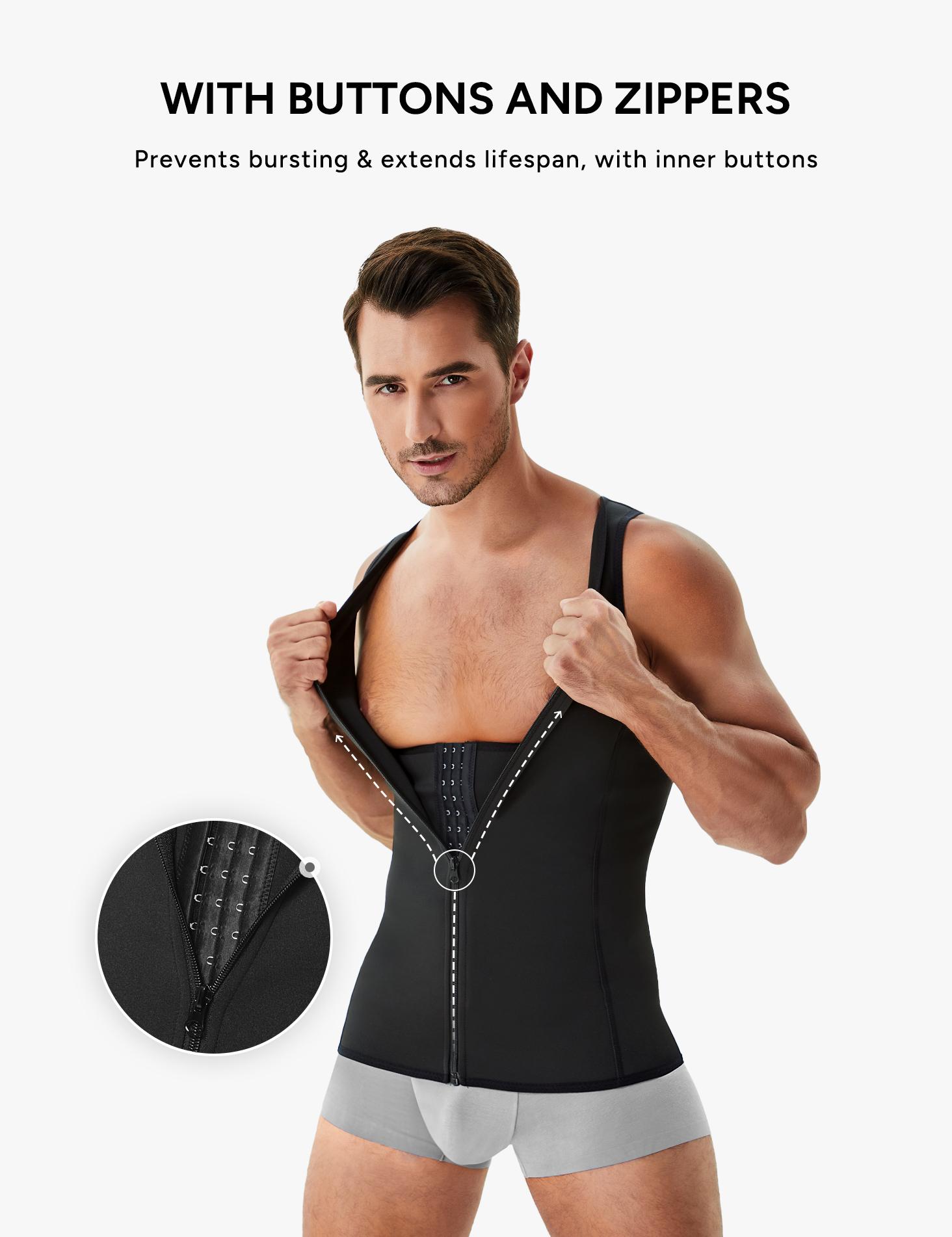 【Nebility】Men's  Waist Trainer Trimmer Compression Vest Steel Bone Support  Outdoor Sport Exercise Athletic Shapewear Fitness Zipper SpringStatements