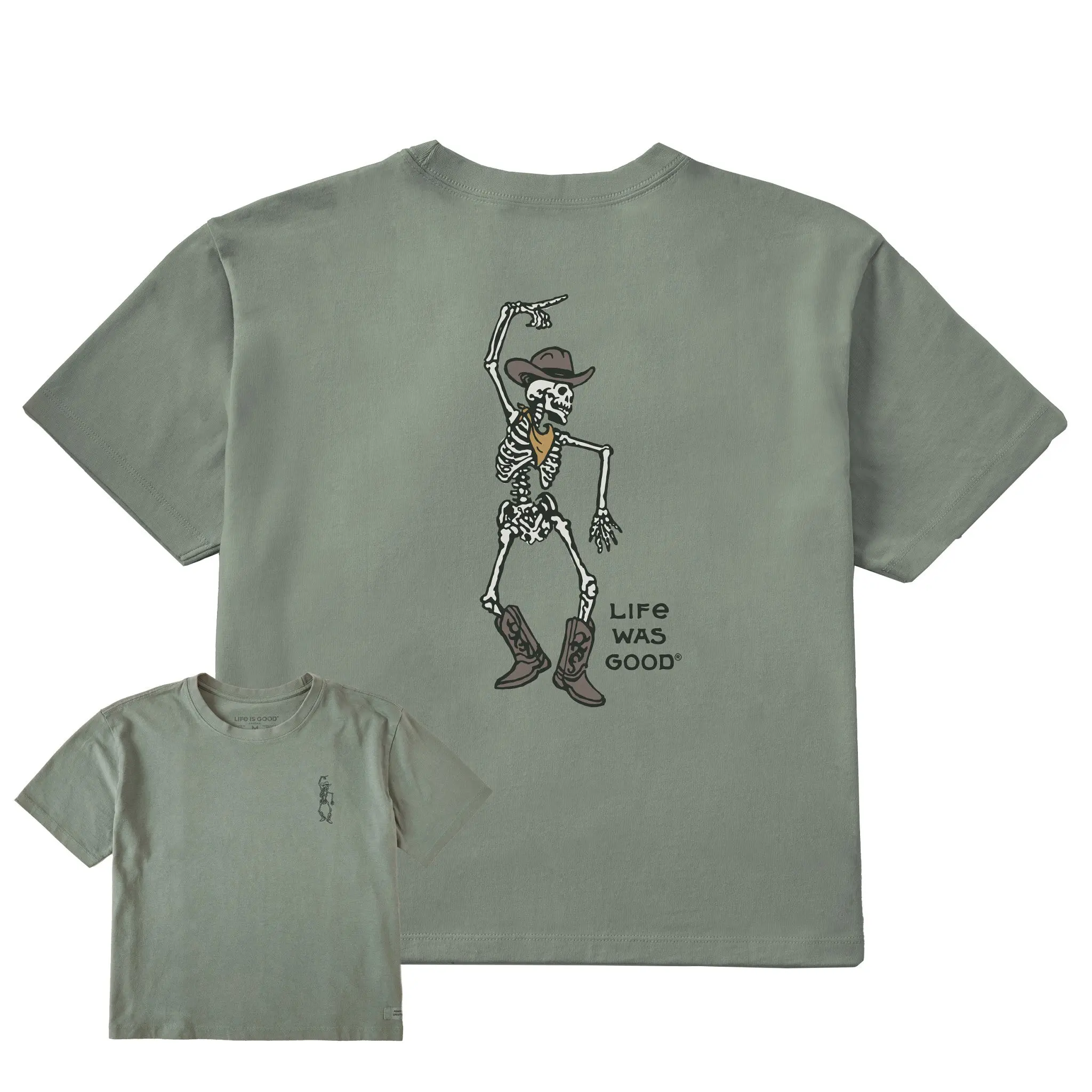 Women's Skeleton Cowboy Dance Short Sleeve Crusher Boxy Tee