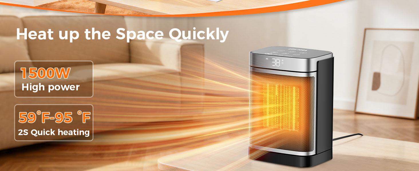 OSTBA Portable Electric Thermostat Heater, 1500W Ceramic Space Heater with 70° Oscillation, Remote Control & 24H Timer, Safe & Quiet Heater for Bedroom, Office, Desk, ETL Listed