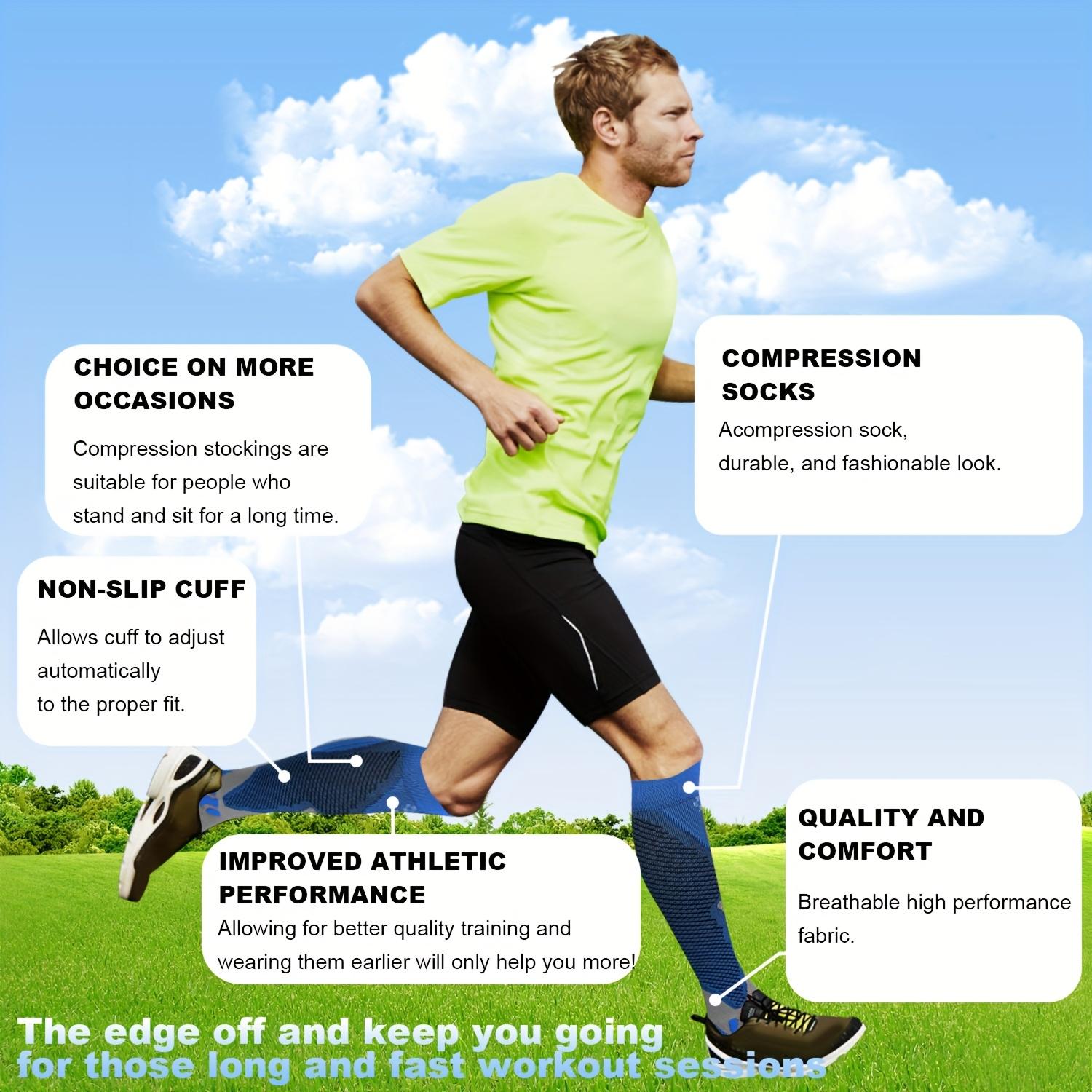 4-Pack Men's and Women's Compression Socks, Ideal for Outdoor Activities Such As Basketball and Football, Perfect for Running, Traveling, Cycling, and Sports