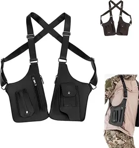 Double Shoulder Armpit Bag 2025 New Tactical Shoulder Bag for Men Multi-pocket Outdoor Anti-Theft Tactical Bag,BLACK