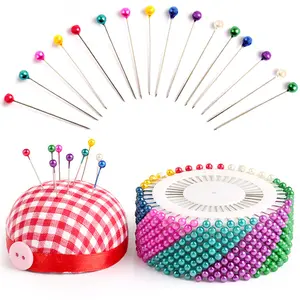 480PCS Sewing Pins for Fabric,Straight Pins with Colored Ball Heads Long 1.5inch, Quilting Pins for Dressmaker, Jewelry DIY Decoration, Craft and Sewing Kit Project, Plaid Cloth Sewing Tool Bag