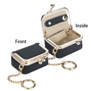 Royal Bagger Mini Kiss Lock Leather Coin & Jewelry Box with Removable Keychain – Organizer for Rings, Earrings, Necklaces 2894