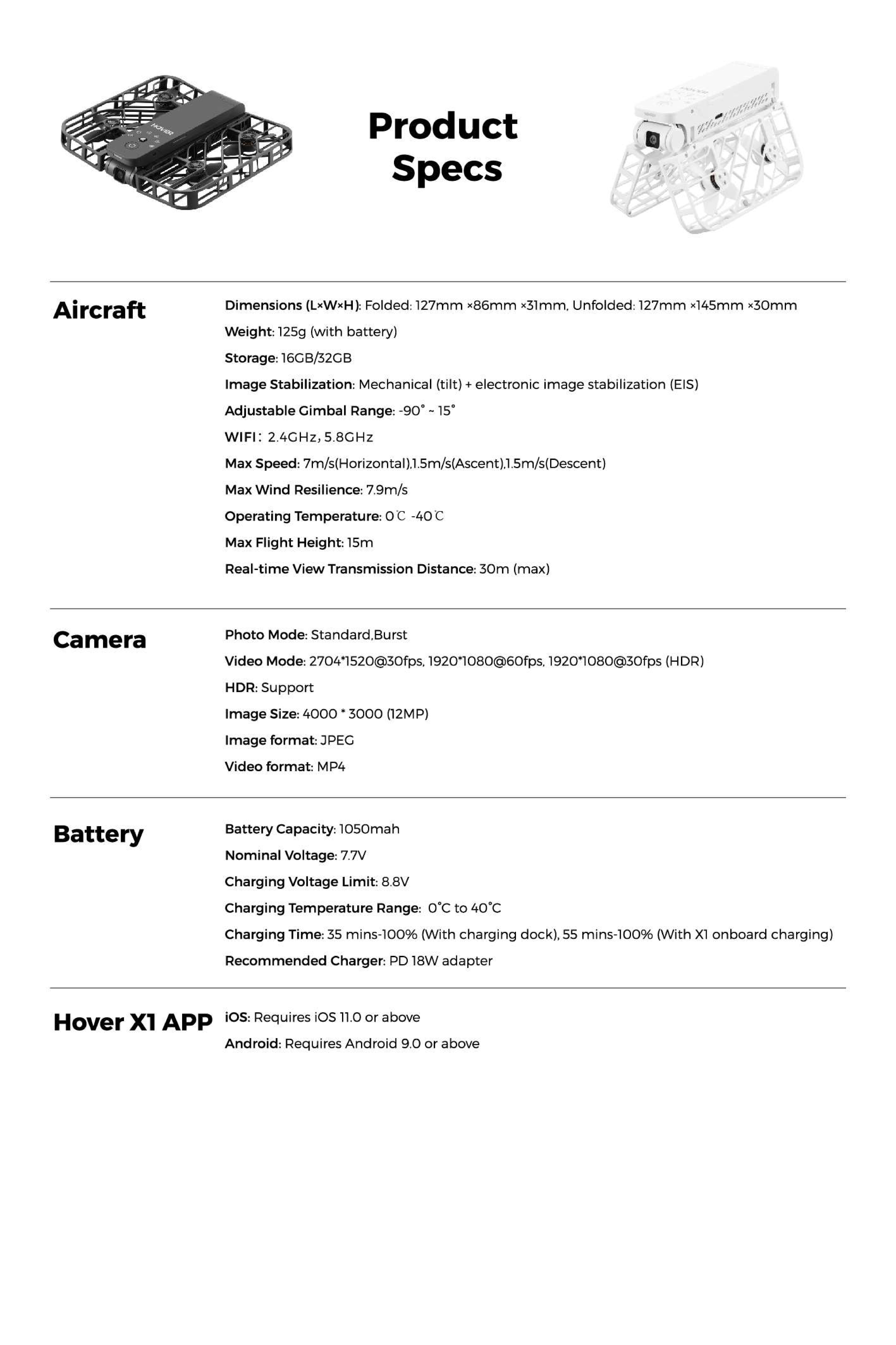HOVERAir X1 Pocket-Sized Self-Flying Camera Lightweight Quadcopter with 5 Pre-Programmed Flights Foldable Design 125g Portable Electronic Handbag Mechanical Recording Drone