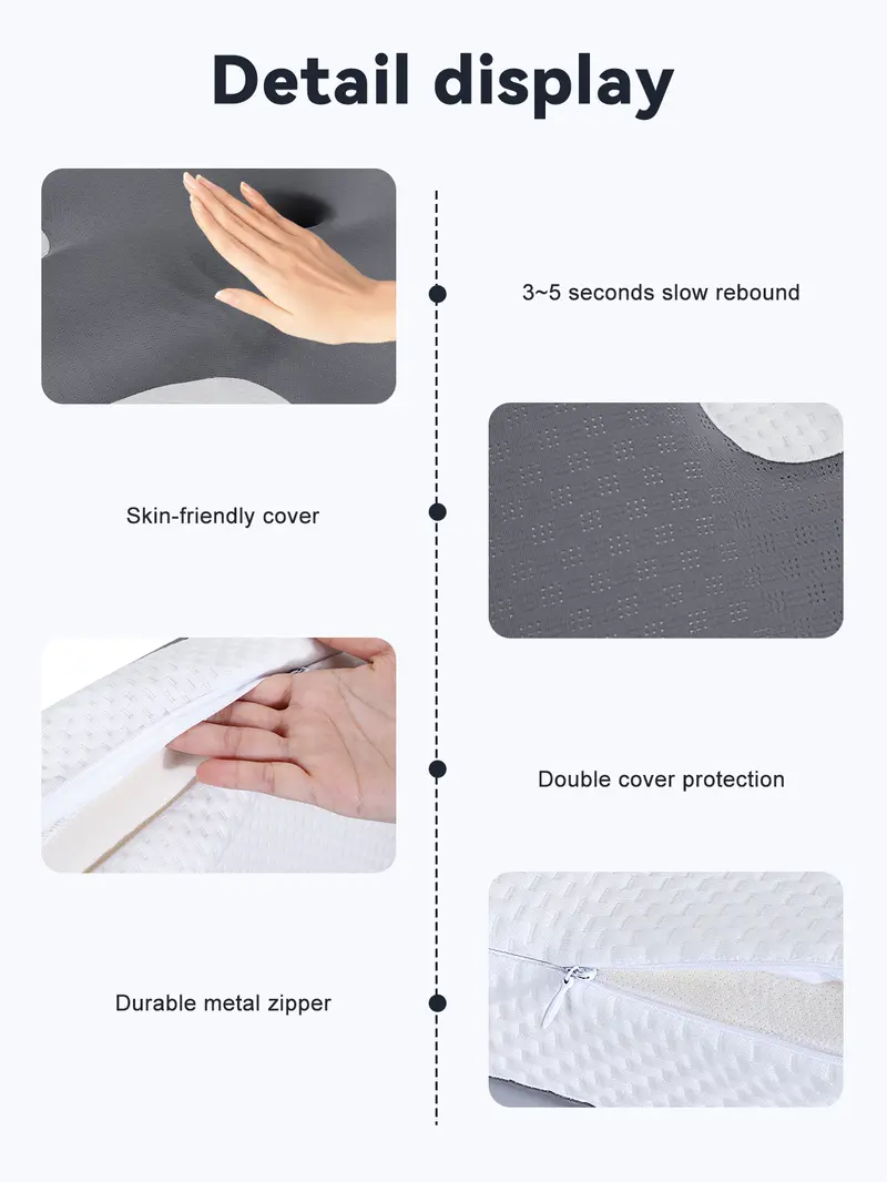 VIPfree Cooling Memory Neck Pillow, Adjustable Ergonomic Memory Foam Neck Pillows, Cervical Support