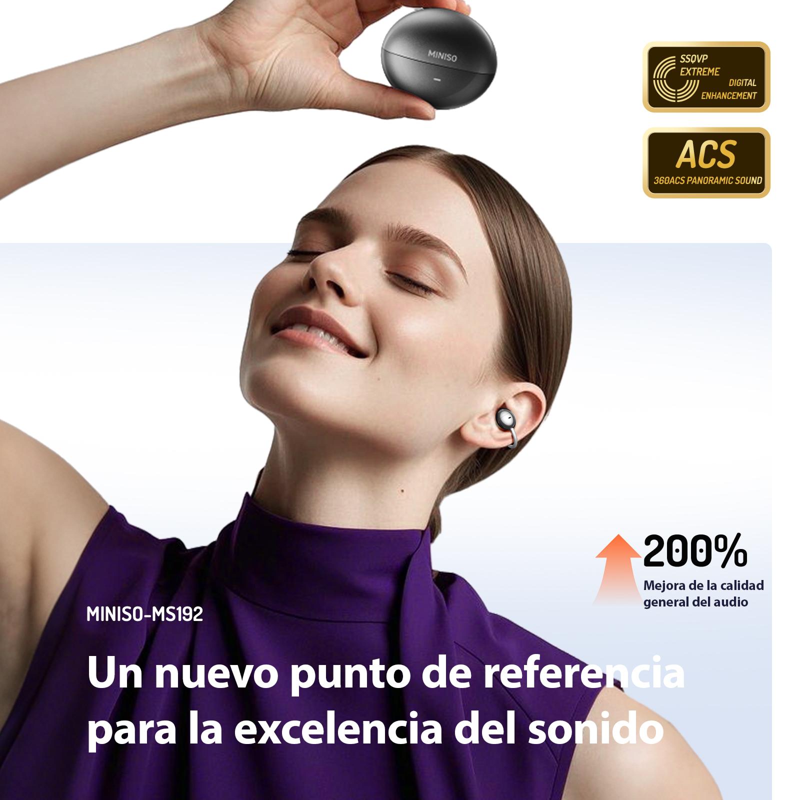 MINISO ChicClip Clip-on Design Earphones, Upgraded Panoramic Sound Headset, Comfortable Wearing & IPX5 Waterproof Sports Earbuds for Work, Fitness