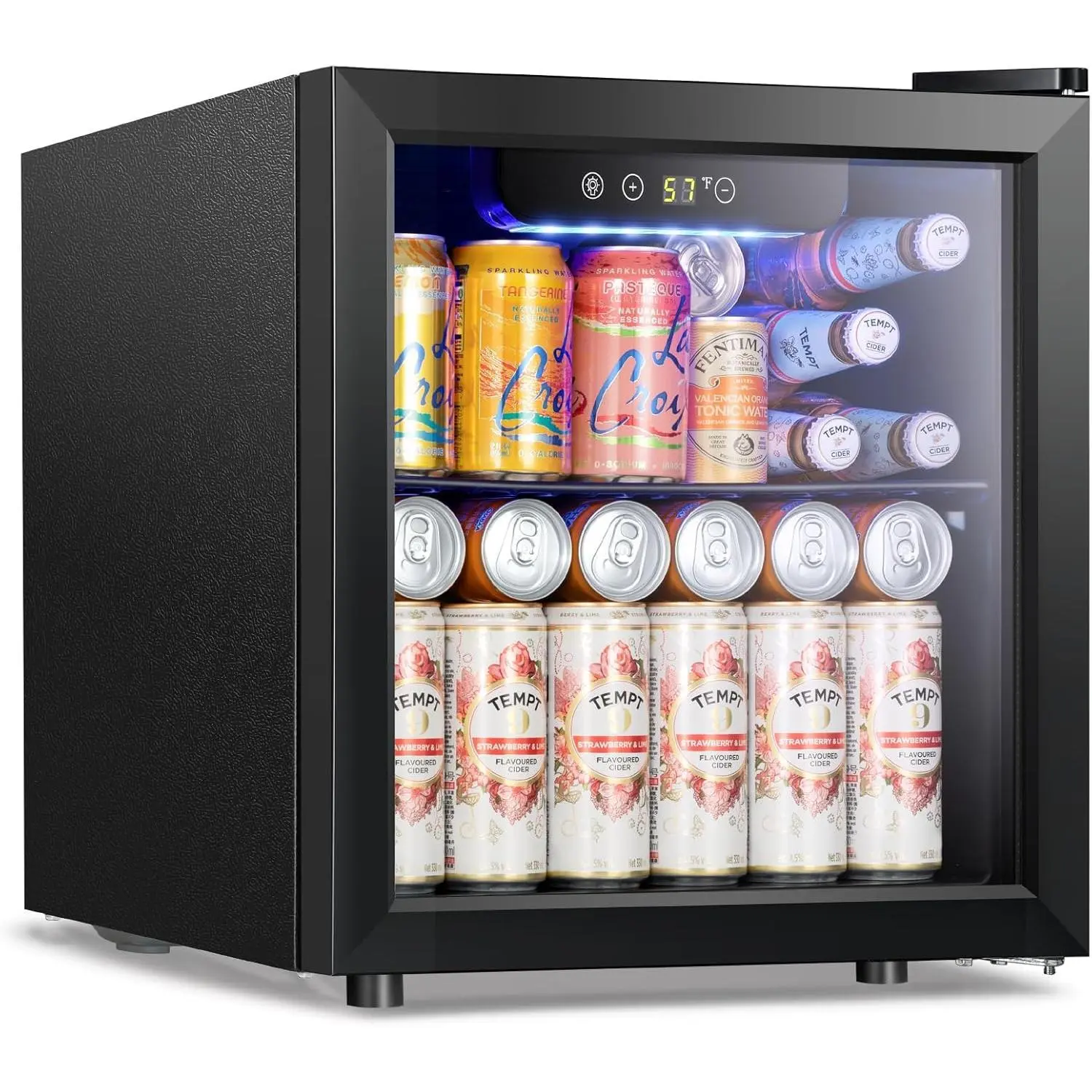 Mini Fridge Cooler - Beverage Refrigerator Black Glass Door for Beer Soda or Wine –Small Drink Dispenser Machine Clear Front Removable for Home, Office or Bar, 1.3cu.ft., Black,back to school,back to school haul