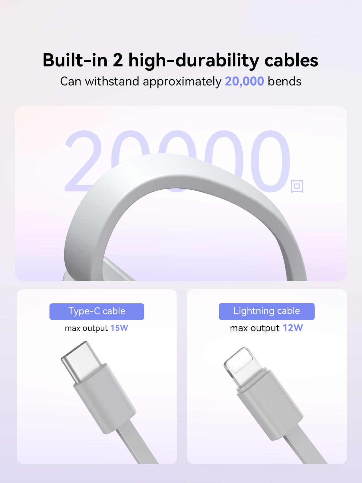 RORRY 5000mAh Portable Dual Cable Power Bank with Keychain for iPhone Android iPad Switch Lightweight Compact Gift Efficient Charging Stylish Design