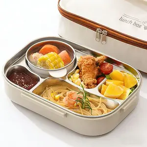 304 stainless steel partitioned insulated lunch box forstudents and office workers, large capacity, microwave-compatible, perfect for outdoor lunches. Multi-LayerBento Box with Tableware thermal container lunchablefood gear