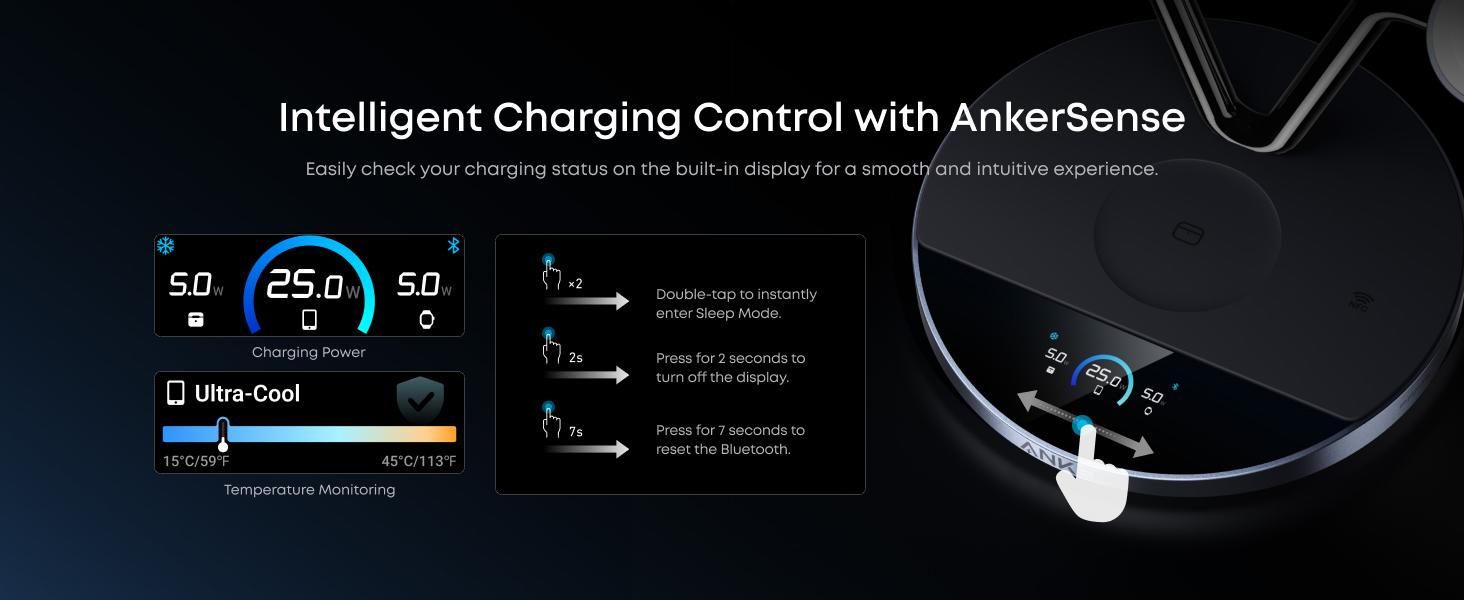 Anker Prime MagSafe Charger Compatible, 3-in-1 Charging Station, Qi2 25W Wireless Charger Dock Stand, Smart Display with TEC Active Cooling & Anker 45W Fast Charging USBC Charger with LED Display, Fast Charging Block for iPhone 17/16/15 Series, MacBook so