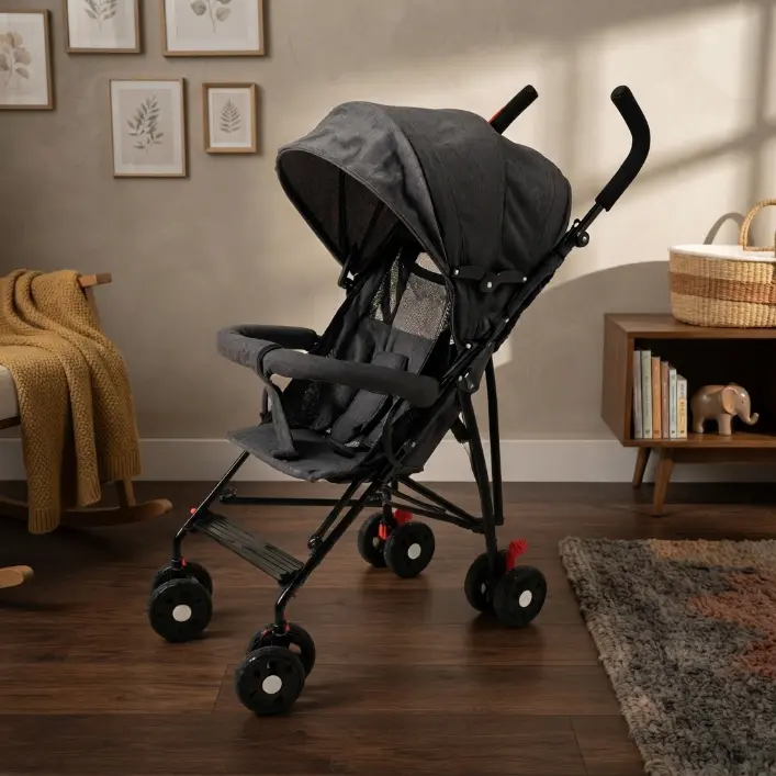 Lightweight Infant Collapsible Stroller - Travel Friendly, Adjustable Reclining Positions, Sun Shade, Steel Frame Umbrella-Fold Compact Stroller for On-the-Go Use