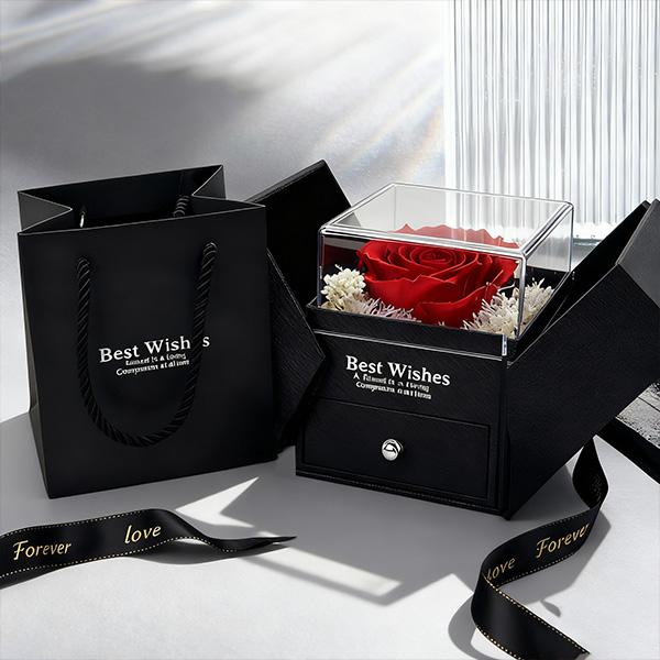 Preserved Red Real Rose with Heart I Love You Necklace, Eternal Flowers Rose Birthday Gifts for Women Her Mom Wife Girlfriend Grandma, Romantic Gifts for Mother's Day, Valentine's Day, Christmas, Birthday Anniversary