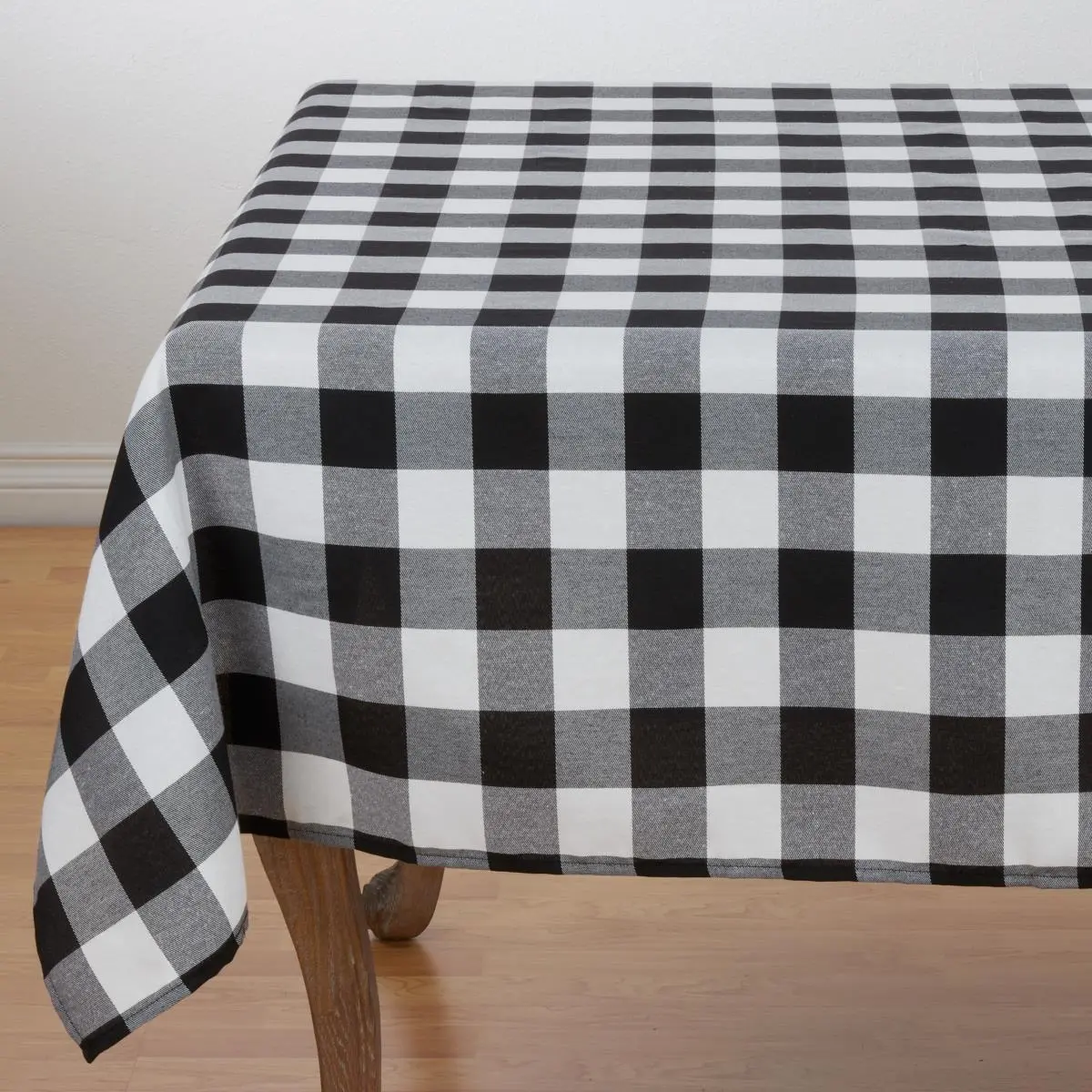 212 MAIN 13 in. Square Buffalo Plaid Cotton Blend Tablecloth - Black, Table Linens for Outdoor & Dining Tables