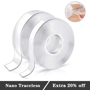 Nano Double Sided Adhesive Tape Double Sided Tape Heavy Duty Clear Mounting Tape Picture Hanging Adhesive Strips (9.85FT)