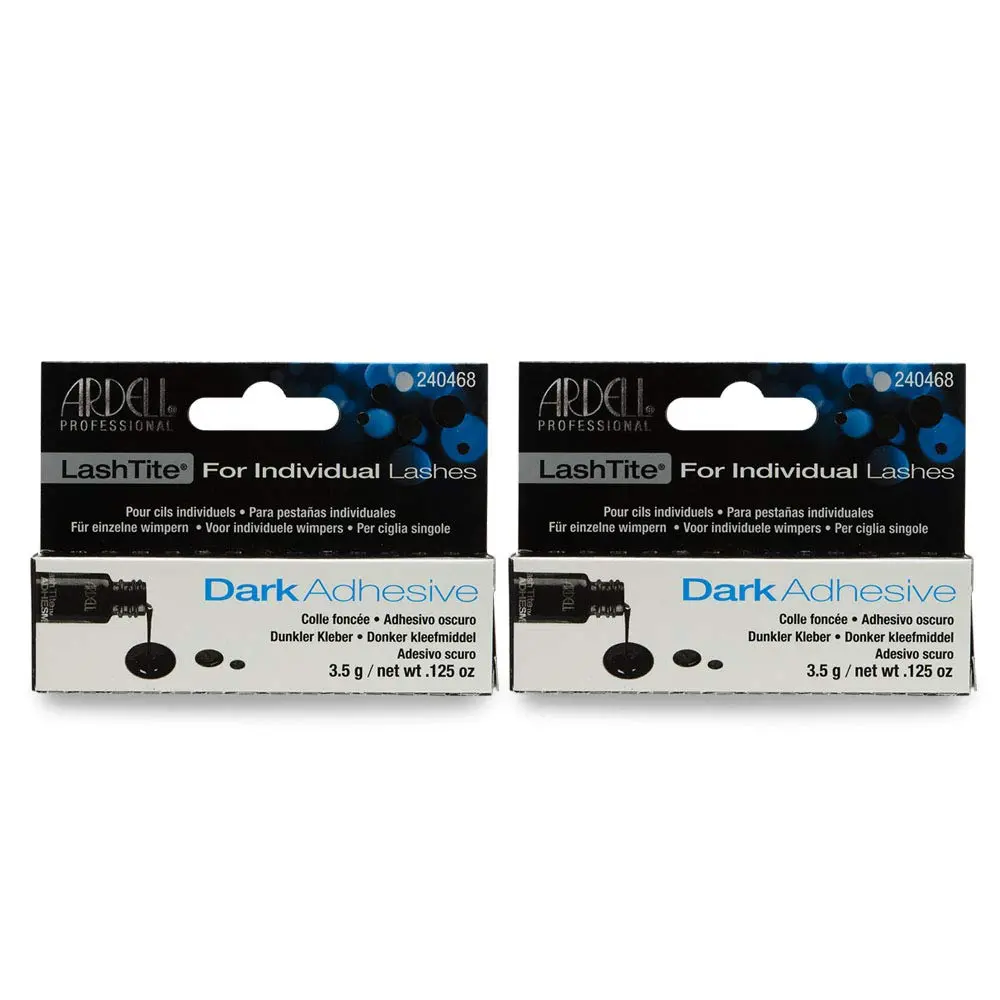 Ardell LashTite Individual Lash Glue - Dark, 0.125oz, #65059 Double Pack, Professional-Grade Adhesive for Eyelash Extensions, Long Lasting Secure Hold, Natural Flex & Feel, Flawless Application, No Clumping/Flaking, Lashes on Fleek for Daily Makeup