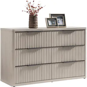 SICOTAS Dresser for Bedroom 6 Drawer Dressers & Chests of Drawers for Closet Long Large Modern TV Stand Set for Clothes Storage Fluted Wide Clothes Closet for Hallway Entryway