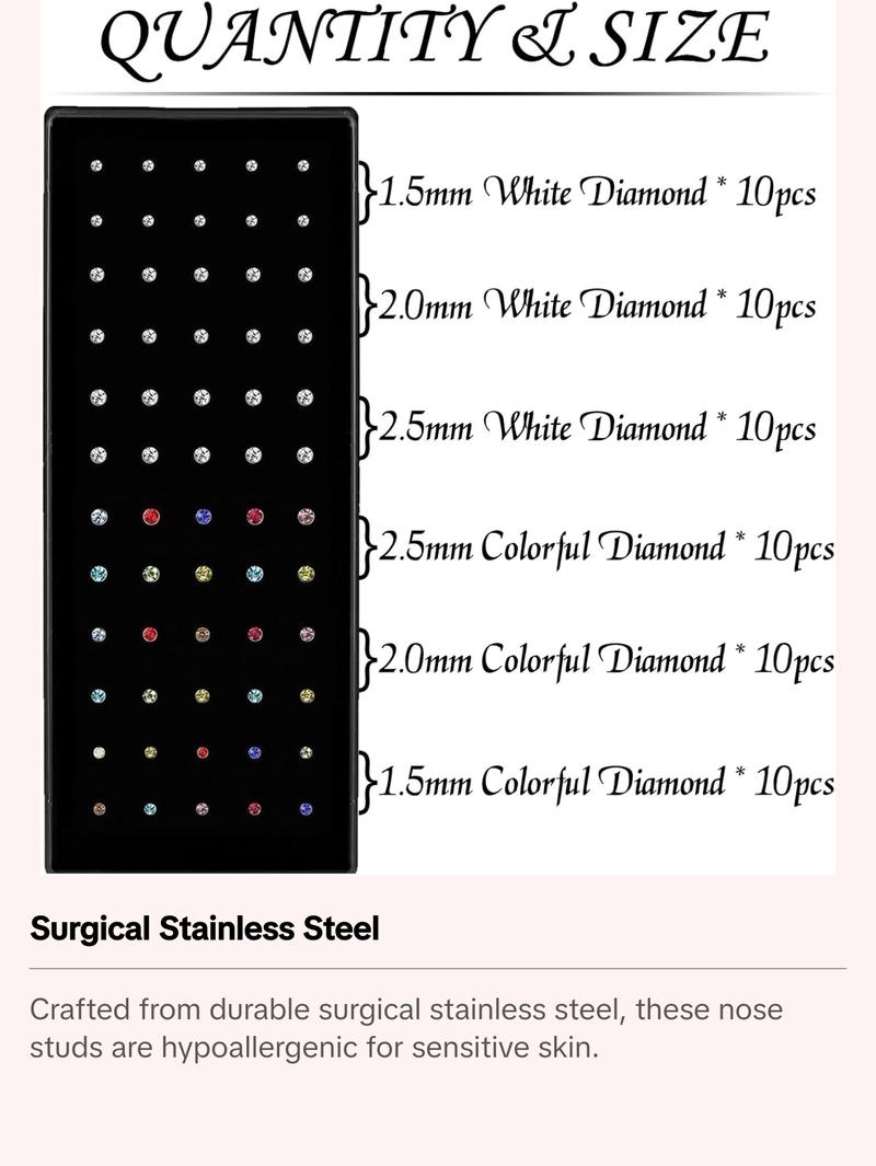Cute Nose Rings for Women, Surgical Stainless Steel Nose Studs Women Men 20g Small Nose Rings Bone Studs, Hypoallergenic Real Nose Piercings Body Jewelry Bulk Unique Tiny