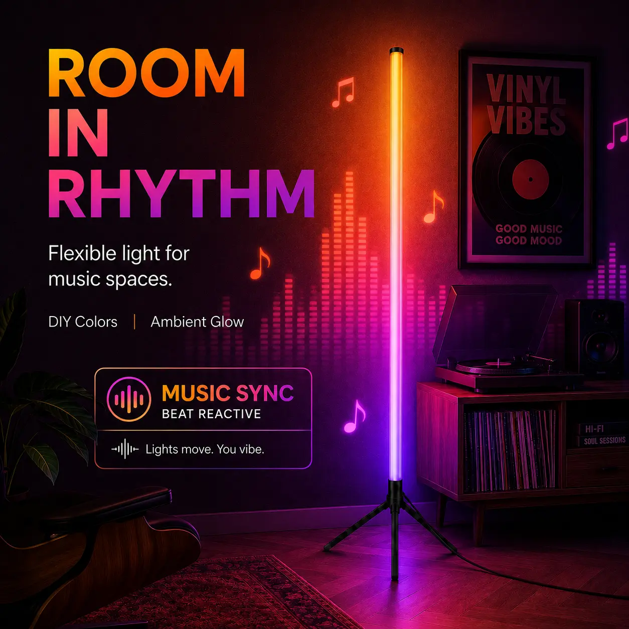 1PC/2PCS Modern Slim RGBIC Corner Floor Lamp with RGBIC LEDs, App & Remote Control, Music Sync, Timer On/Off, USB Powered LED Lights for Indoor Use, Bedroom & Gaming Room Decor