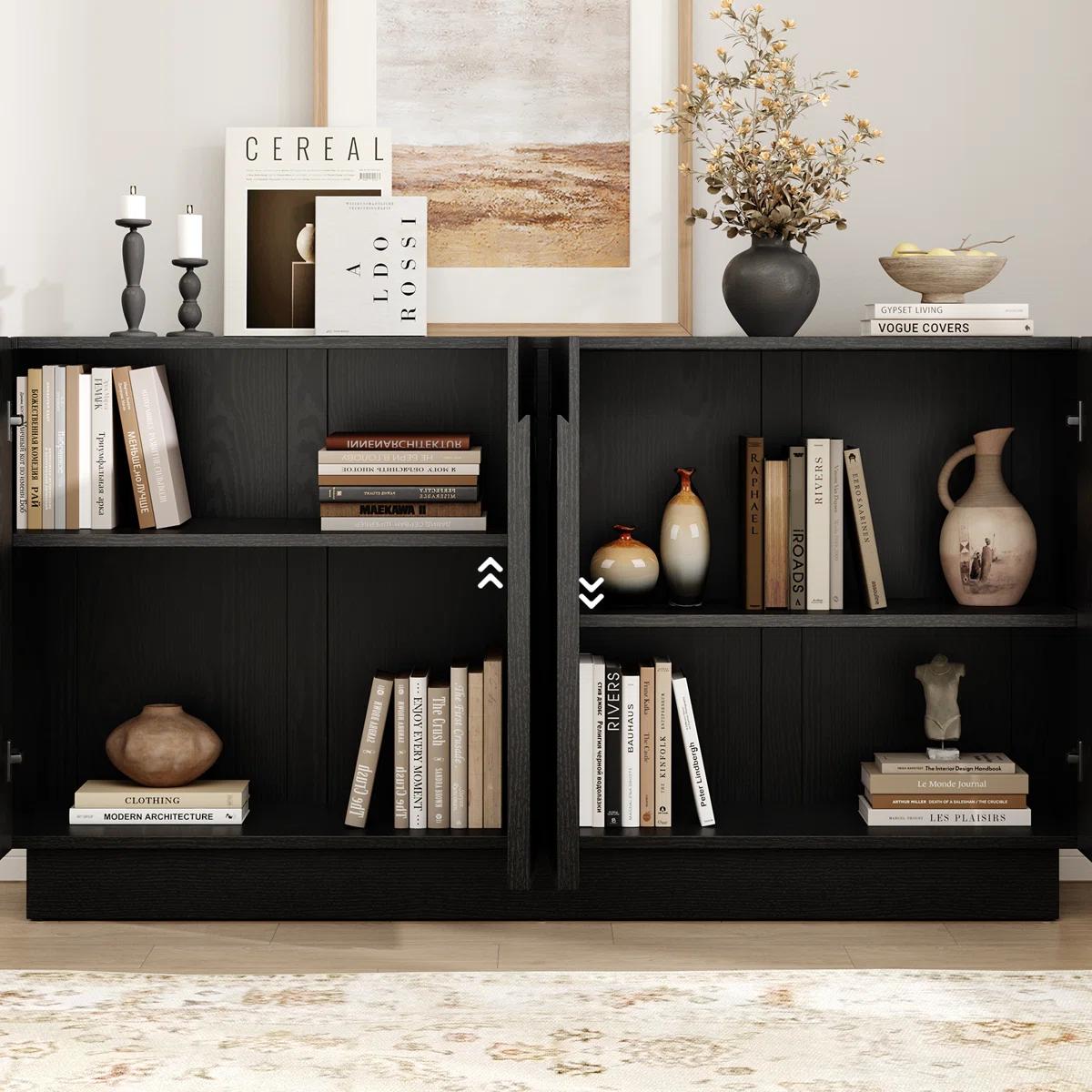 【SPOTLIGHT DAY】ONBRILL Modern 60" Curved Sideboard With Adjustable Shelf & 4 Doors for Contemporary Home Decor