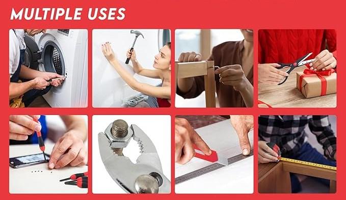 39-Piece Red Household Tool Kit, All-in-One Basic Home Repair & DIY Tool Set with Portable Plastic Toolbox, Essential Tools for College Students, Renters & Homeowners